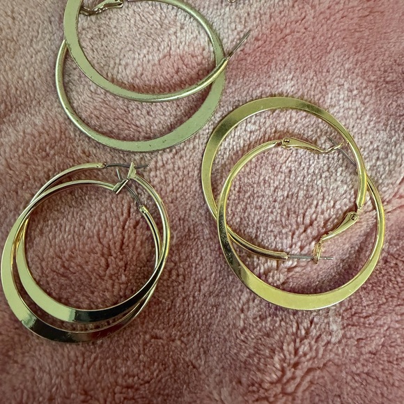 Jewelry - Gold Double-Layer Hoop Earrings - Women Jewelry